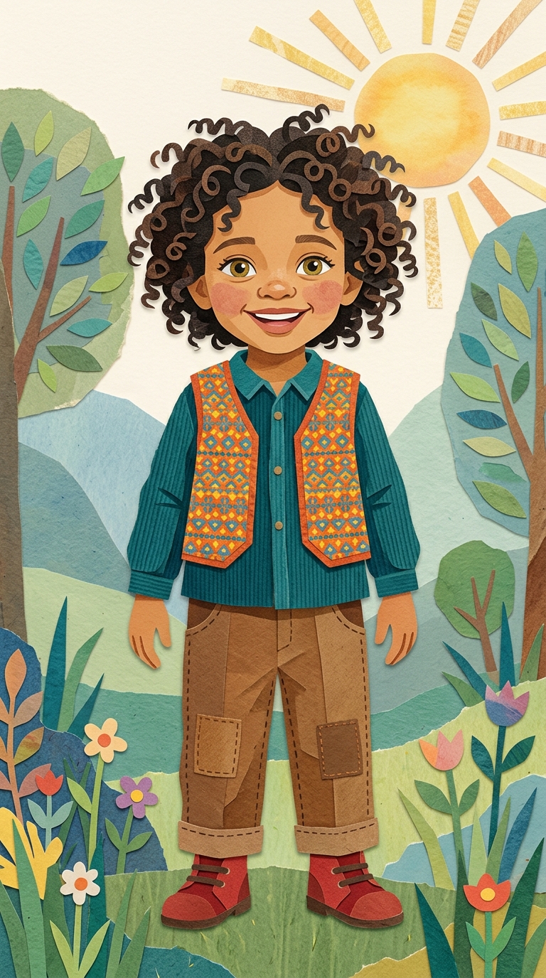 Paper-Cut Collage sample featuring a Adopted child