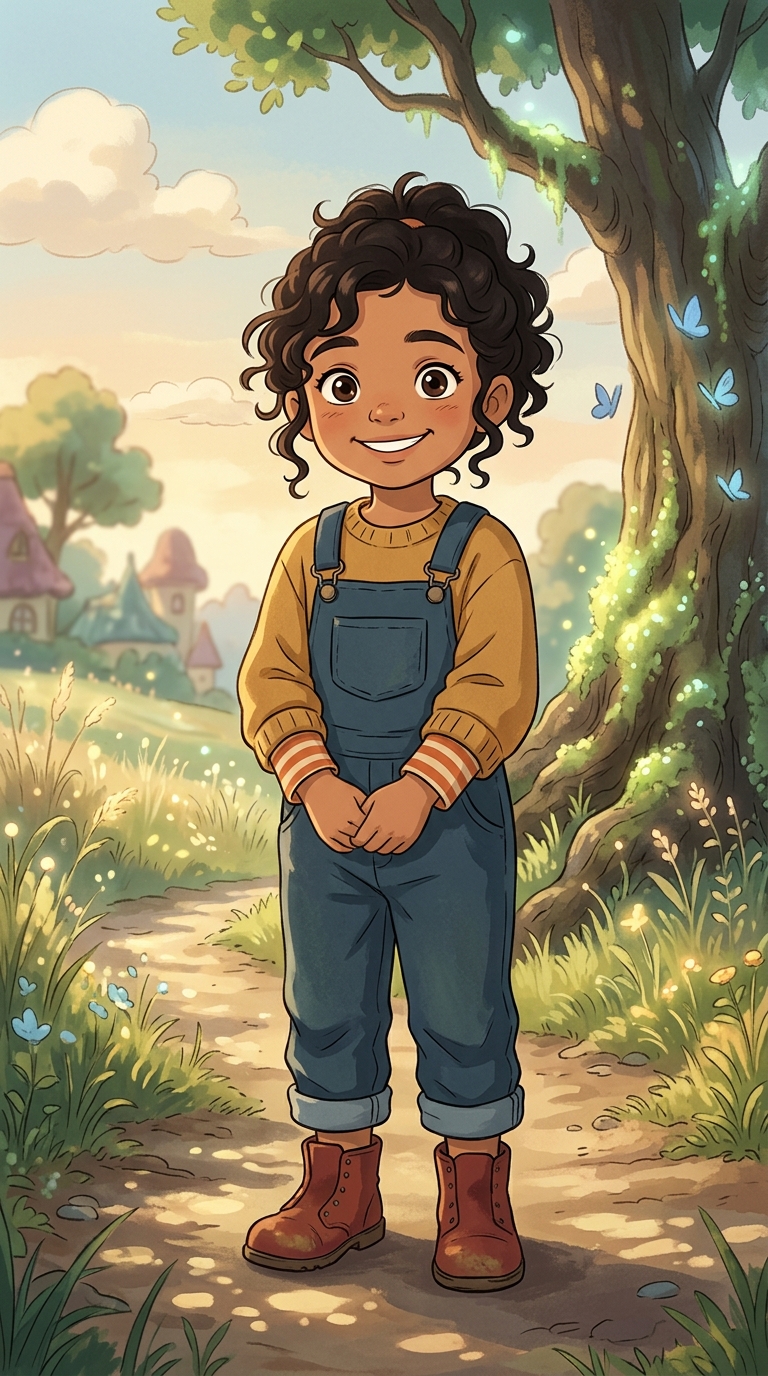 Anime / Ghibli sample featuring a Arab American child