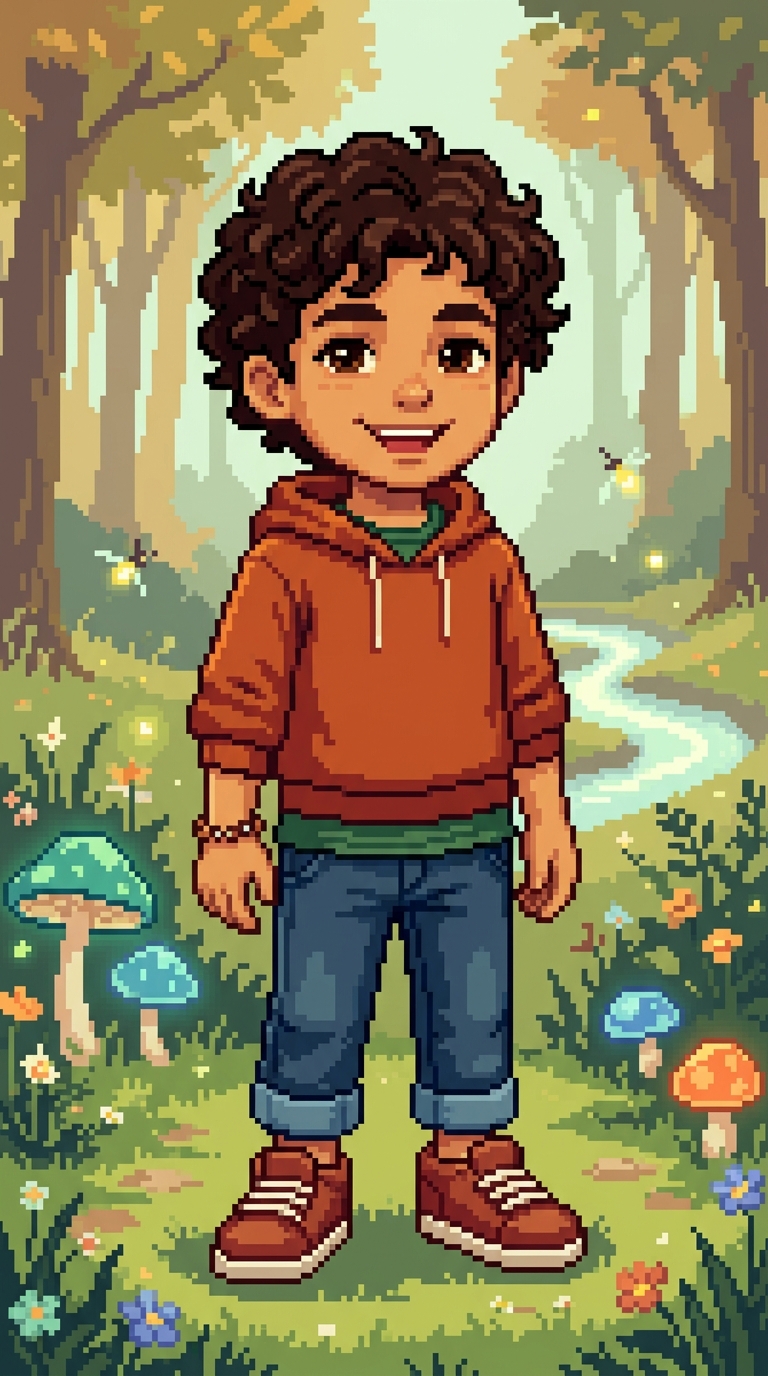Pixel Art sample featuring a Arab American child