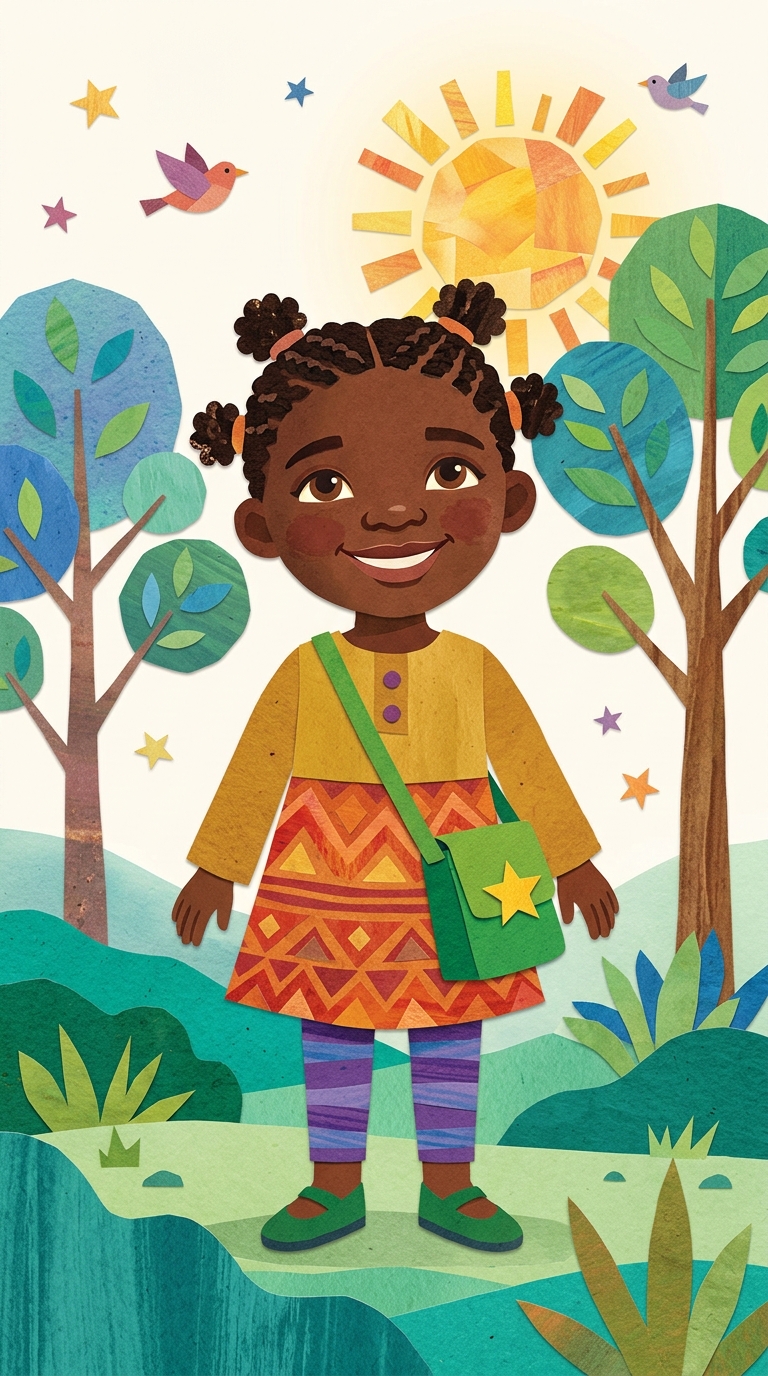 Paper-Cut Collage sample featuring a Black child