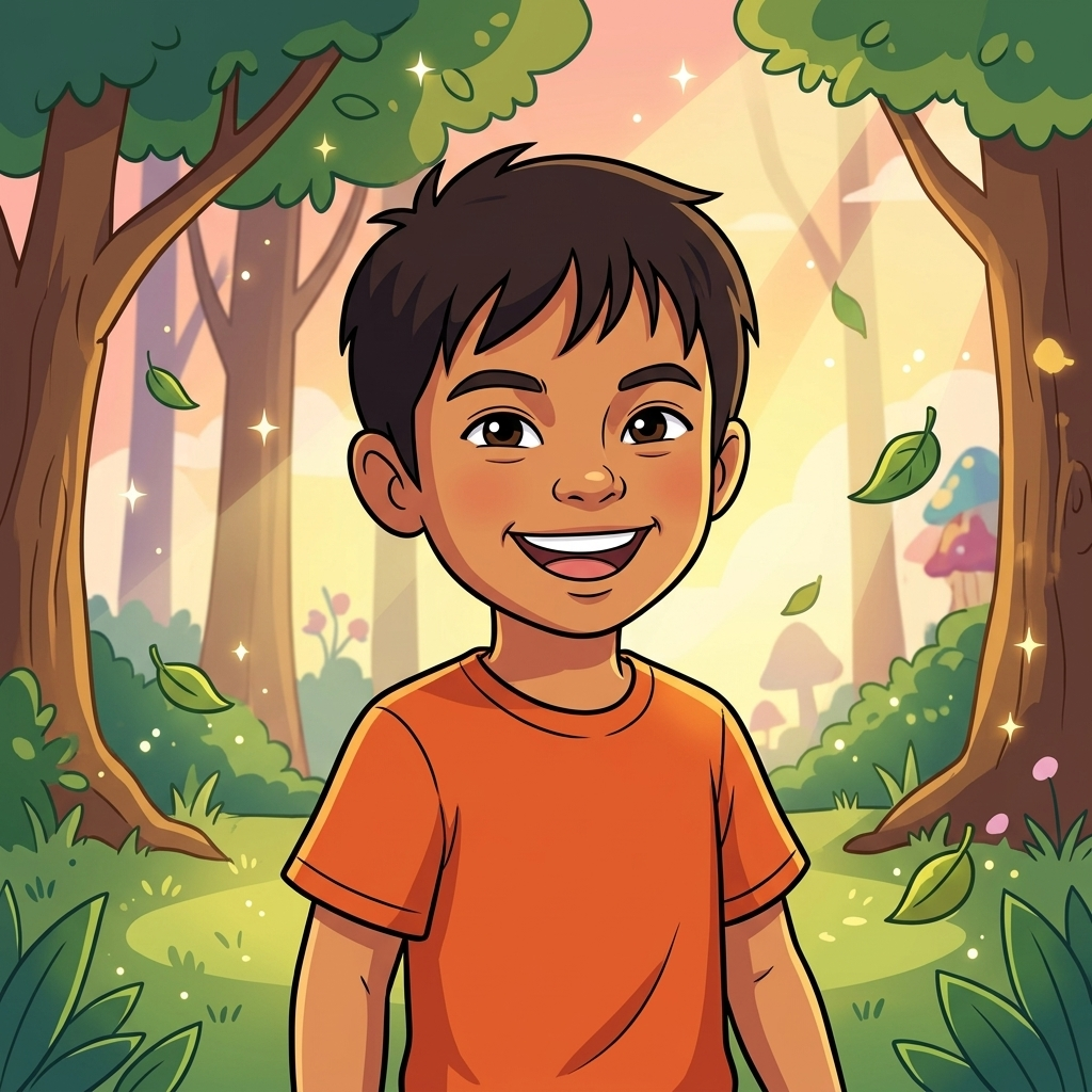 Bold Cartoon sample of a child hero