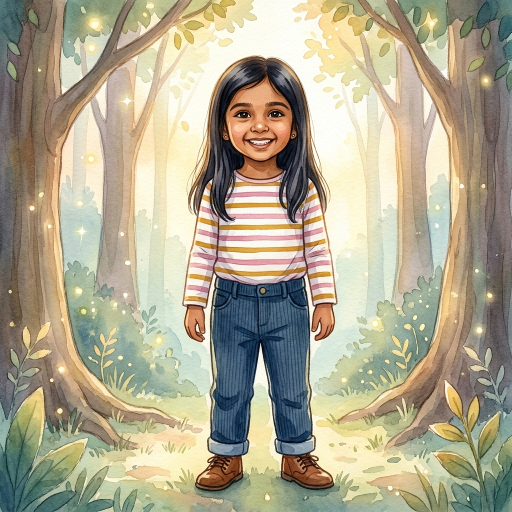 Whimsical Watercolor sample of a child hero