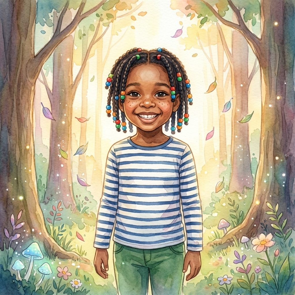 Whimsical Watercolor sample of a child hero