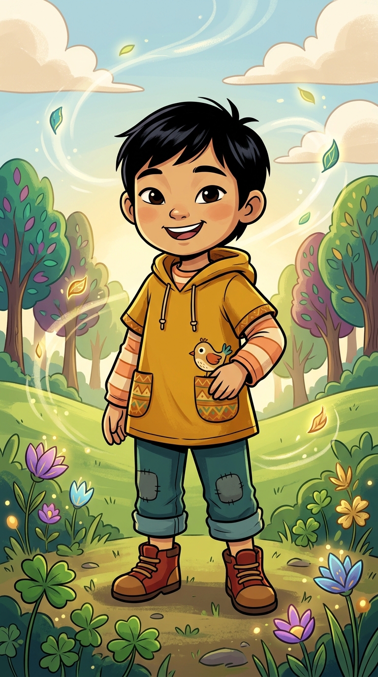 Bold Cartoon sample featuring a East Asian child