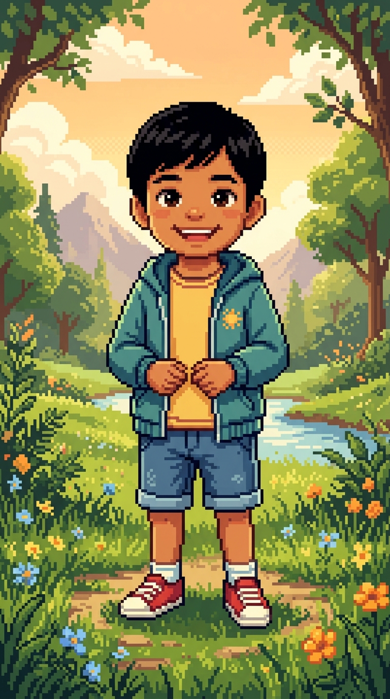 Pixel Art sample featuring a Filipino child