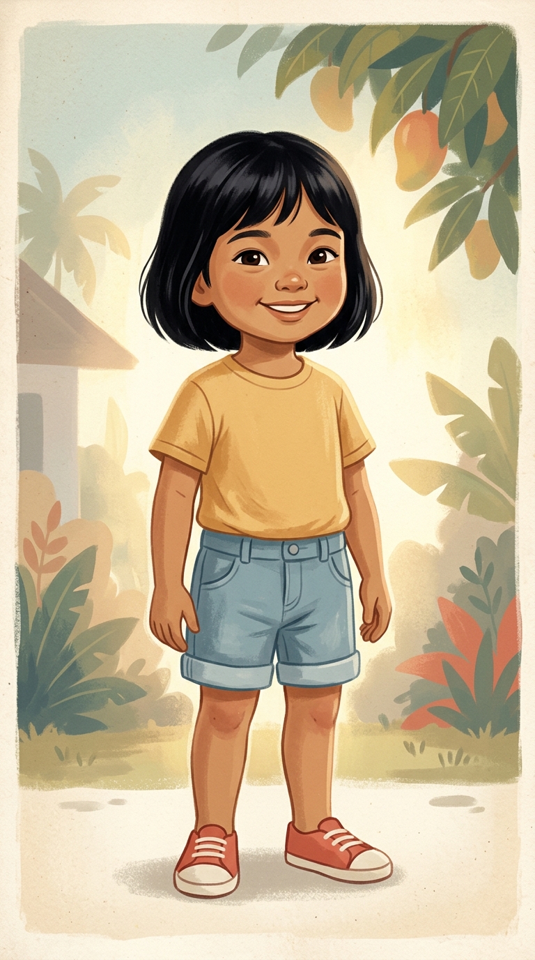 Retro Golden Book sample featuring a Filipino child