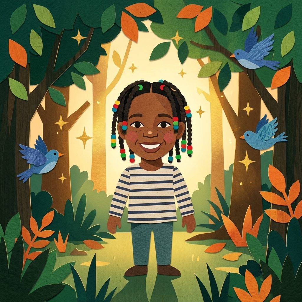 Paper-Cut Collage sample of a child hero