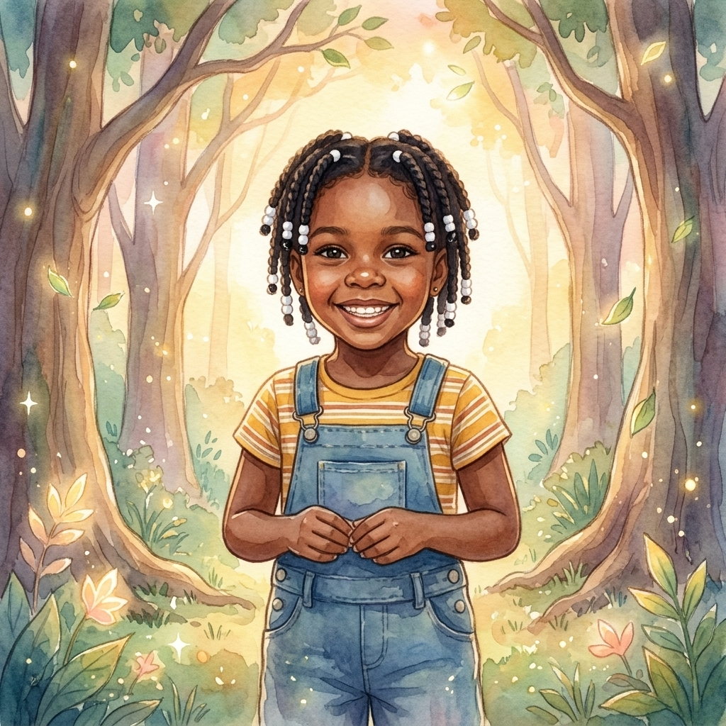 Whimsical Watercolor sample of a child hero