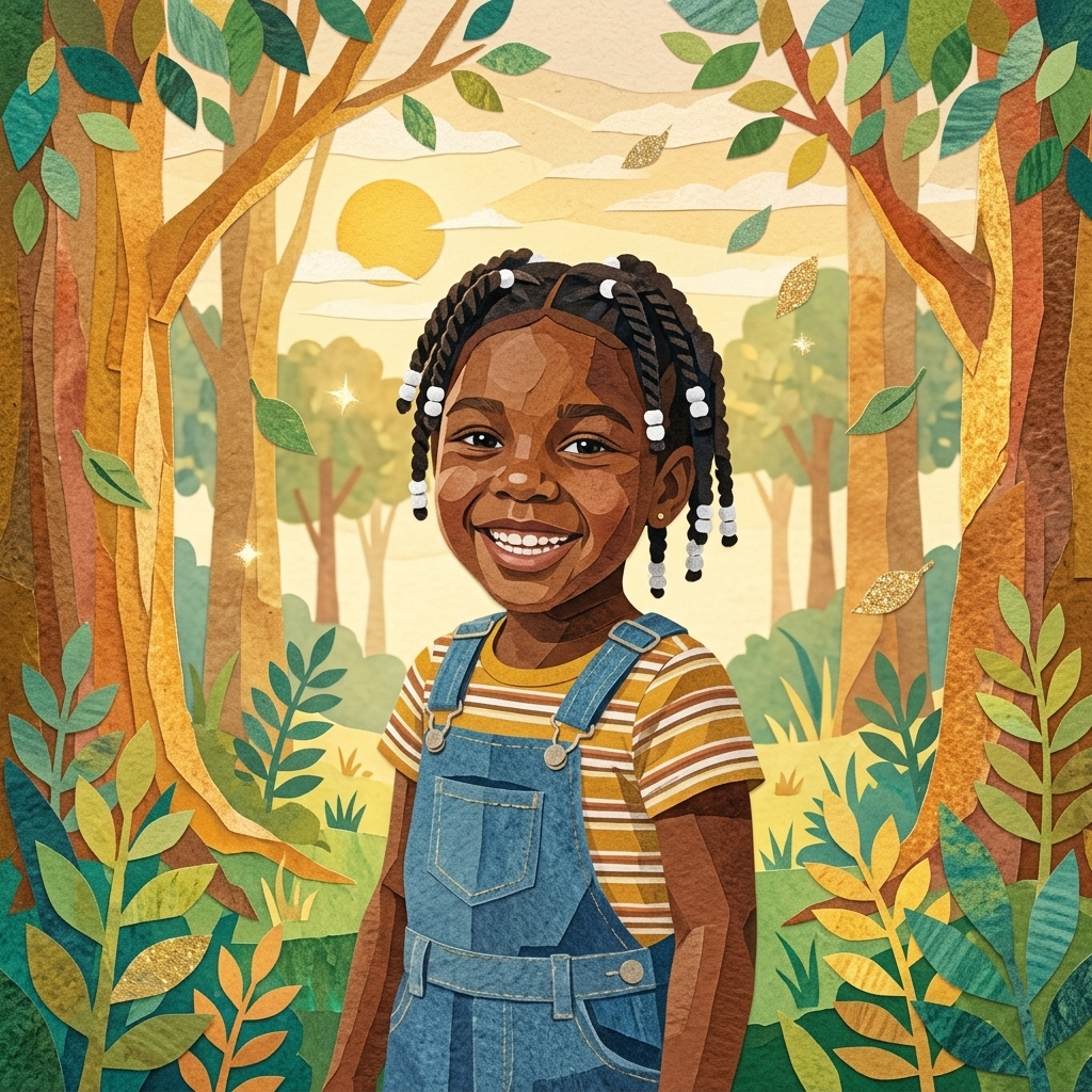 Paper-Cut Collage sample of a child hero