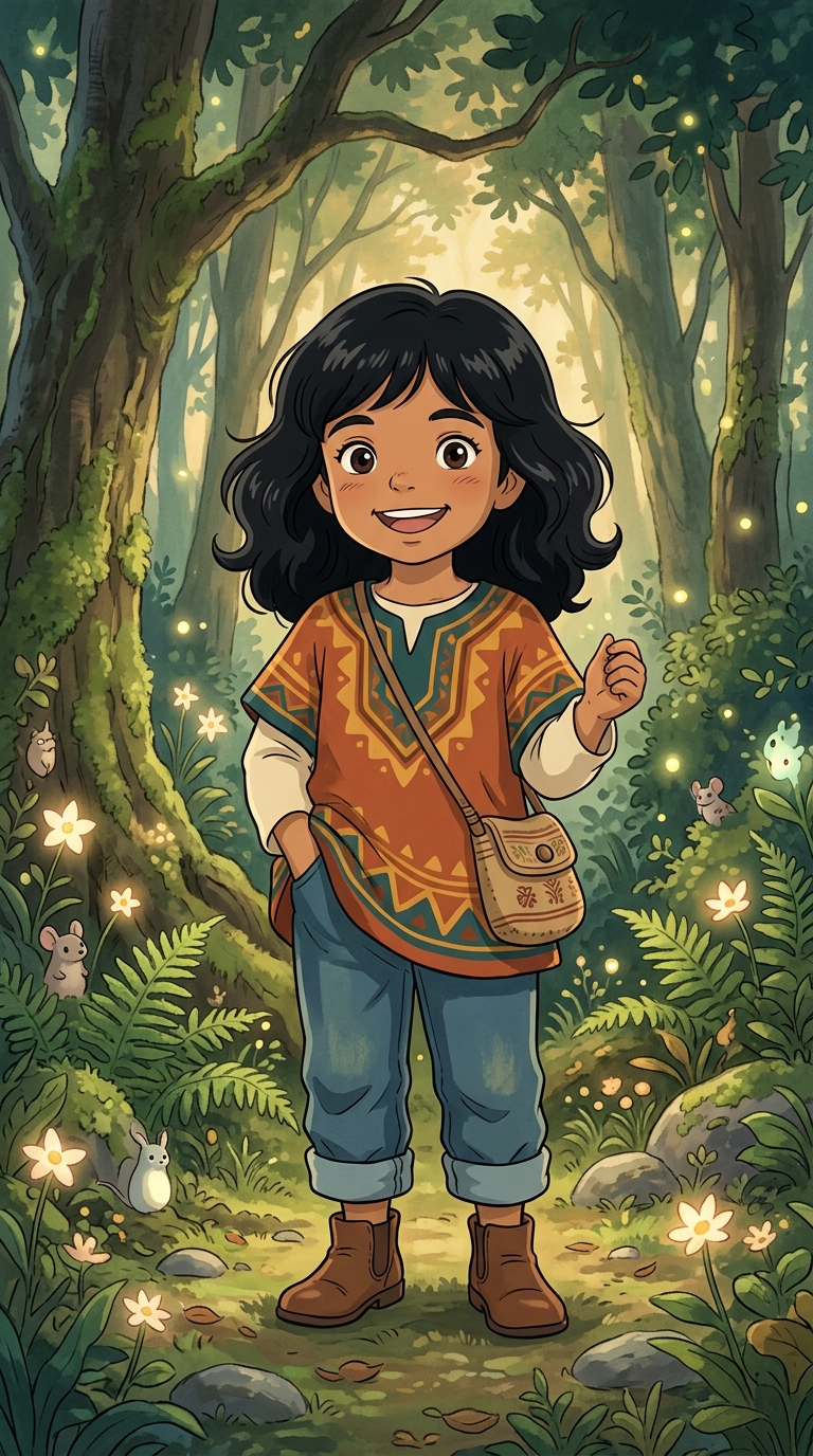 Anime / Ghibli sample featuring a Hispanic / Latino child