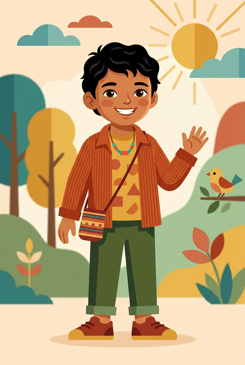 Modern Flat sample featuring a Hispanic / Latino child