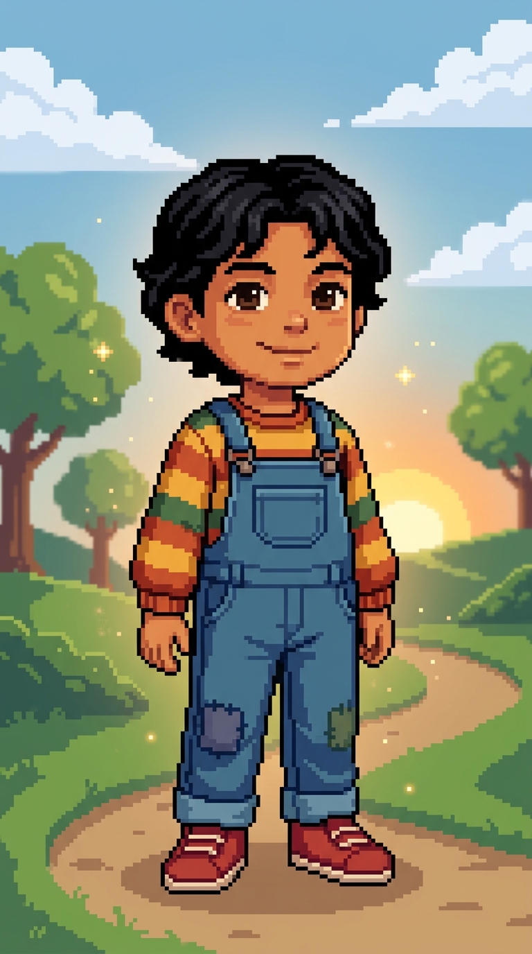 Pixel Art sample featuring a Hispanic / Latino child
