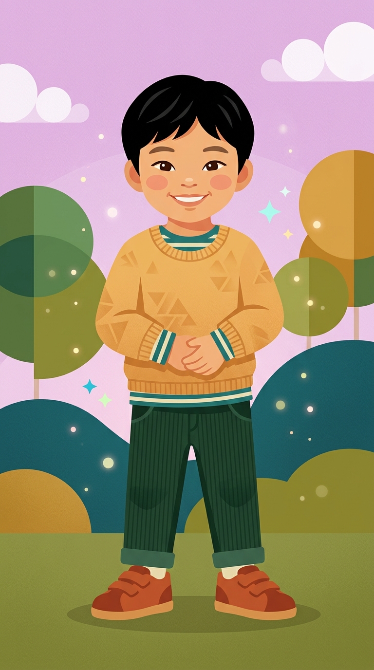Modern Flat sample featuring a Korean child