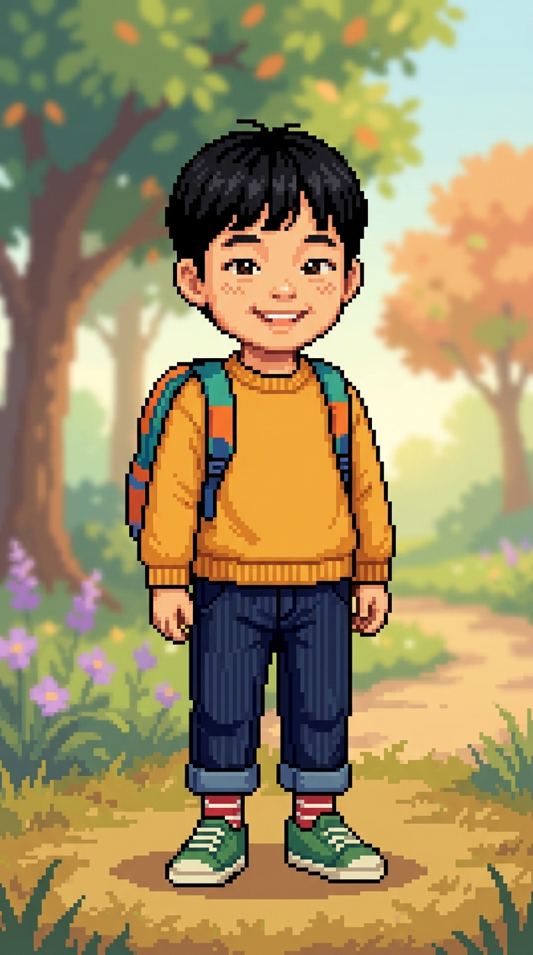 Pixel Art sample featuring a Korean child