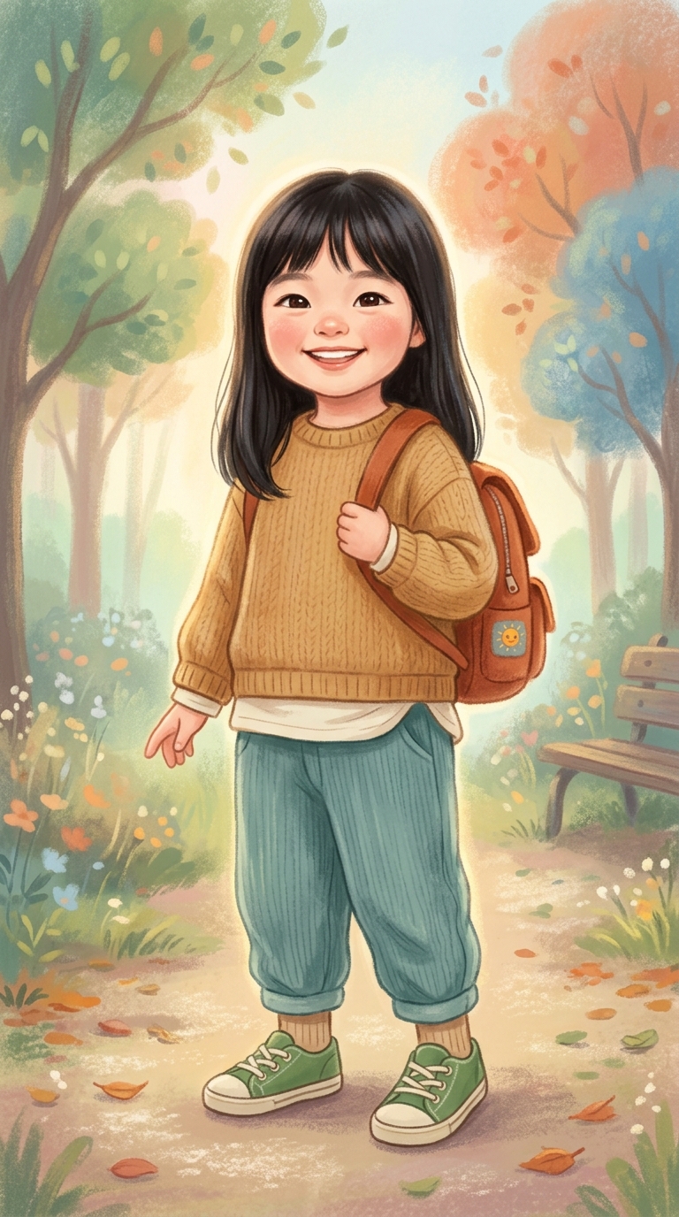 Soft Pastel sample featuring a Korean child