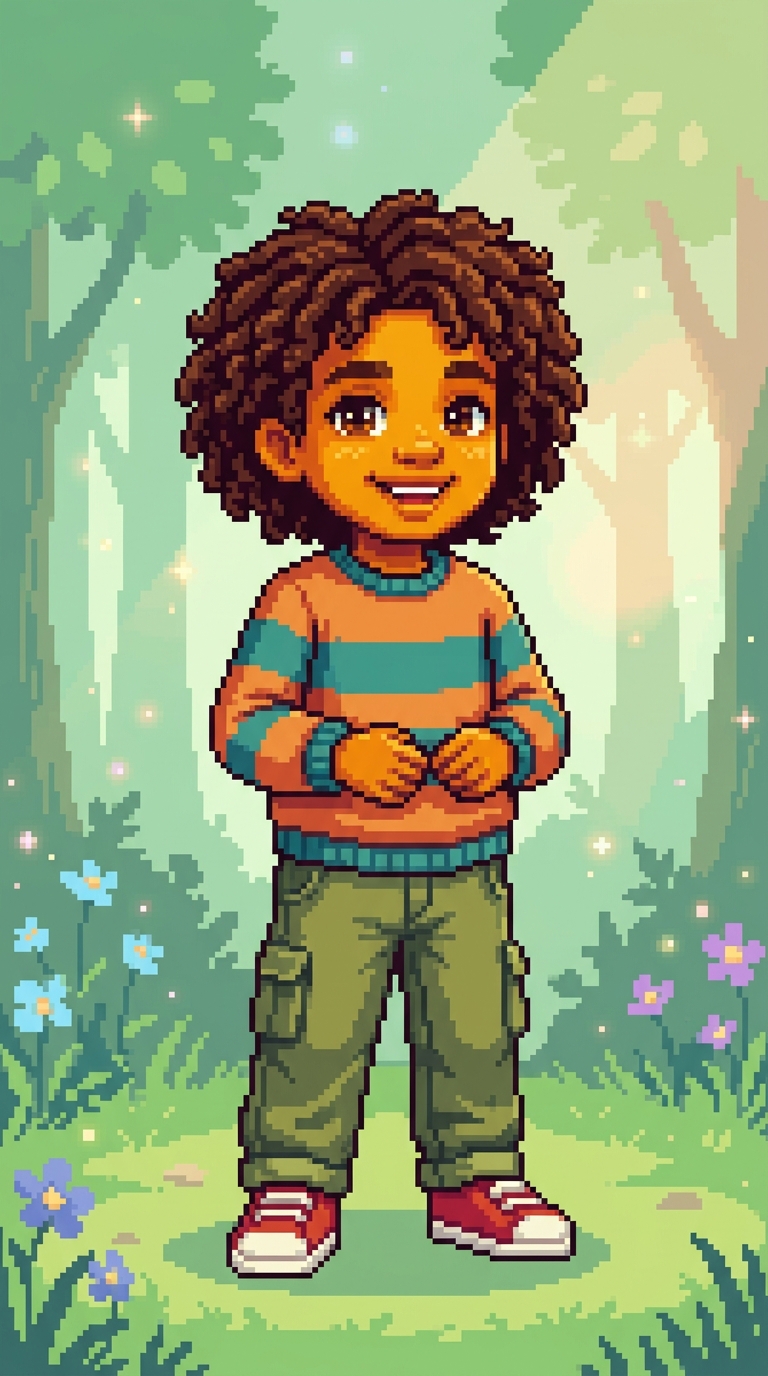 Pixel Art sample featuring a Mixed Race child