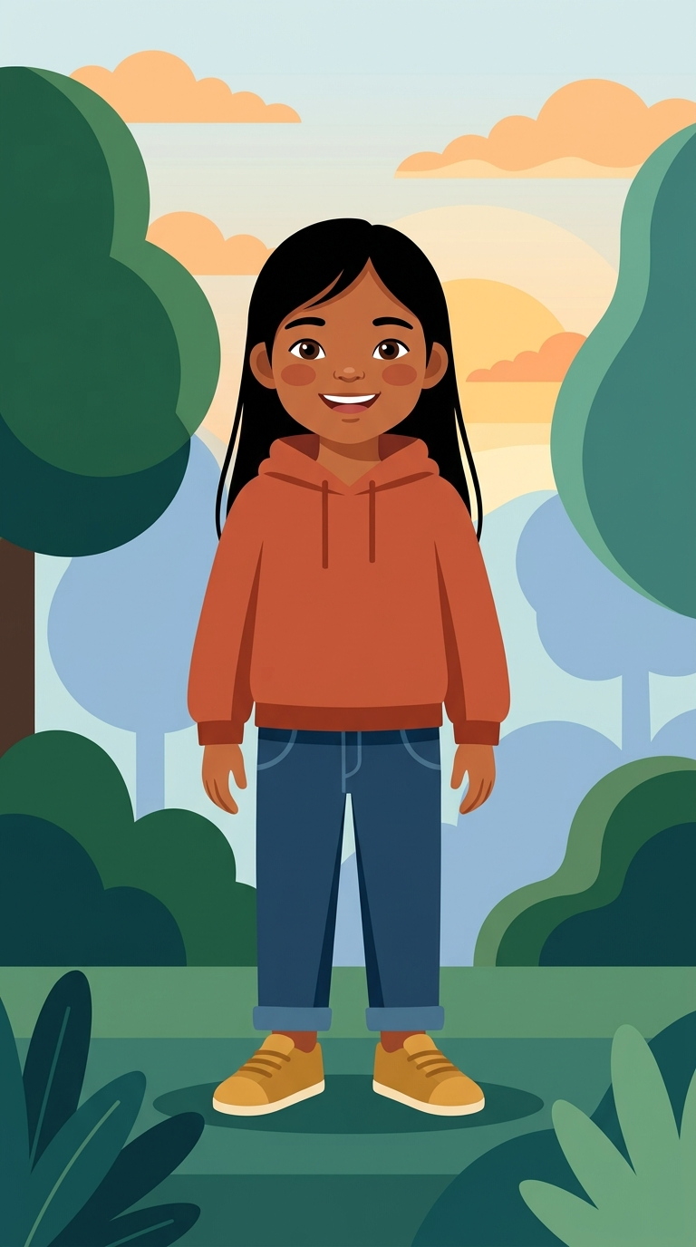 Modern Flat sample featuring a Native American child