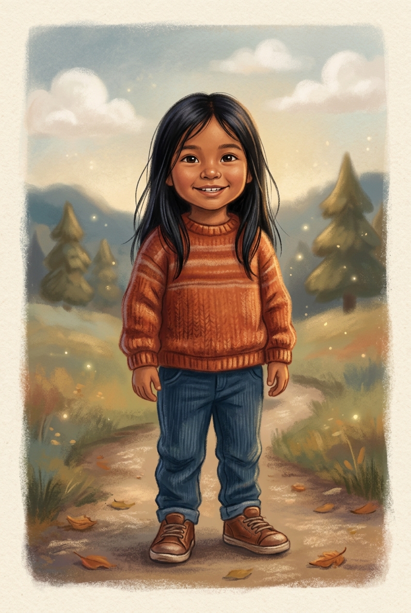 Soft Pastel sample featuring a Native American child