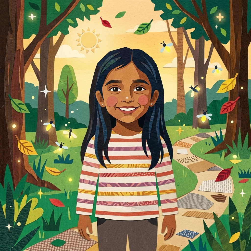 Paper-Cut Collage sample of a child hero