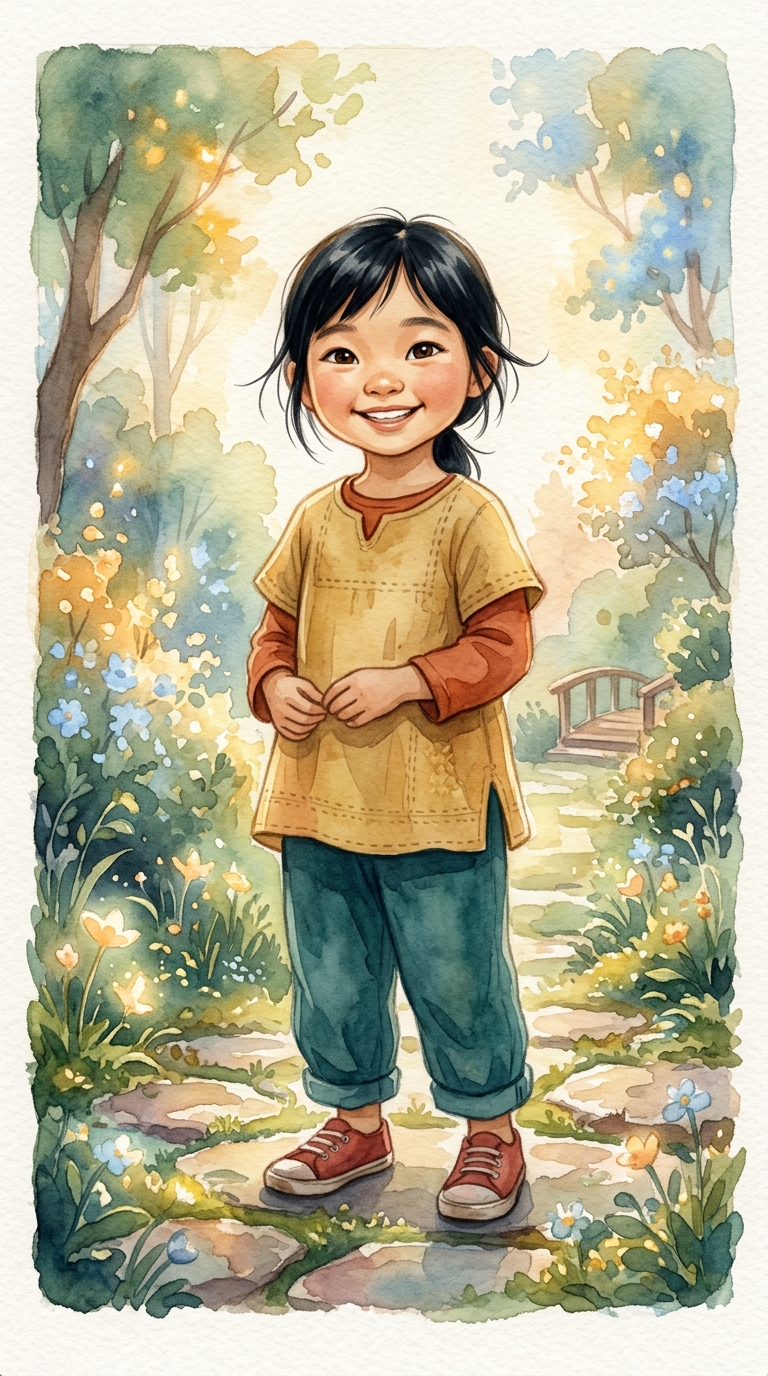Whimsical Watercolor sample of a child hero