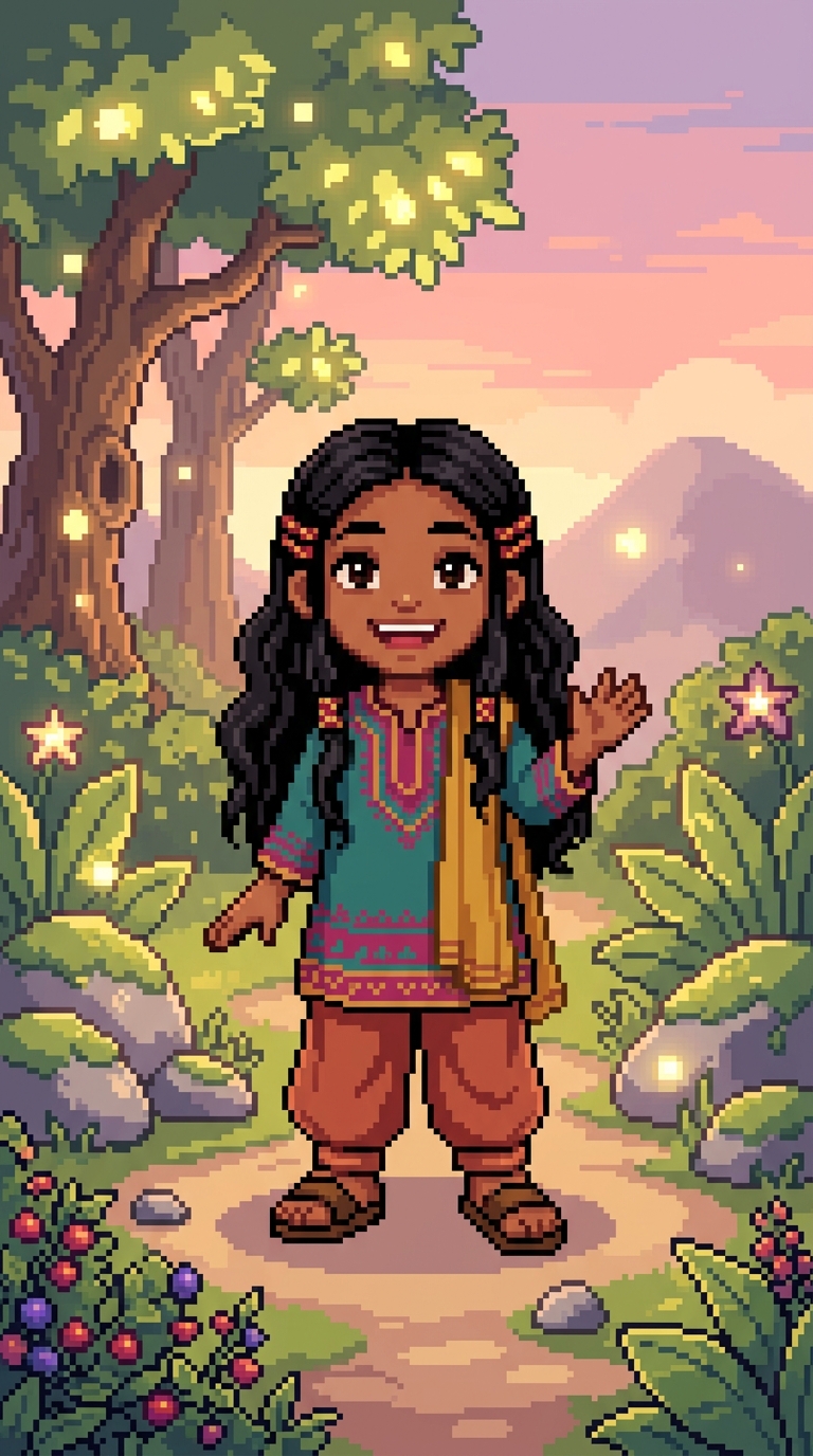 Pixel Art sample featuring a South Asian child