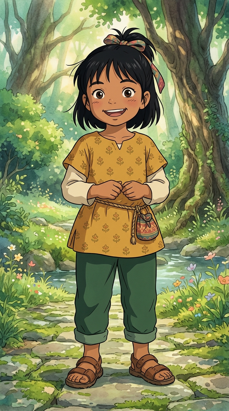 Anime / Ghibli sample featuring a Southeast Asian child