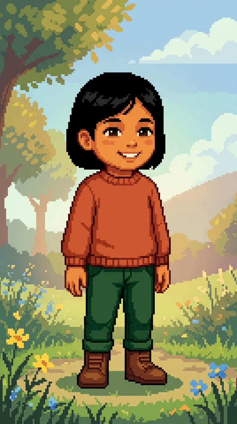 Pixel Art sample featuring a Southeast Asian child