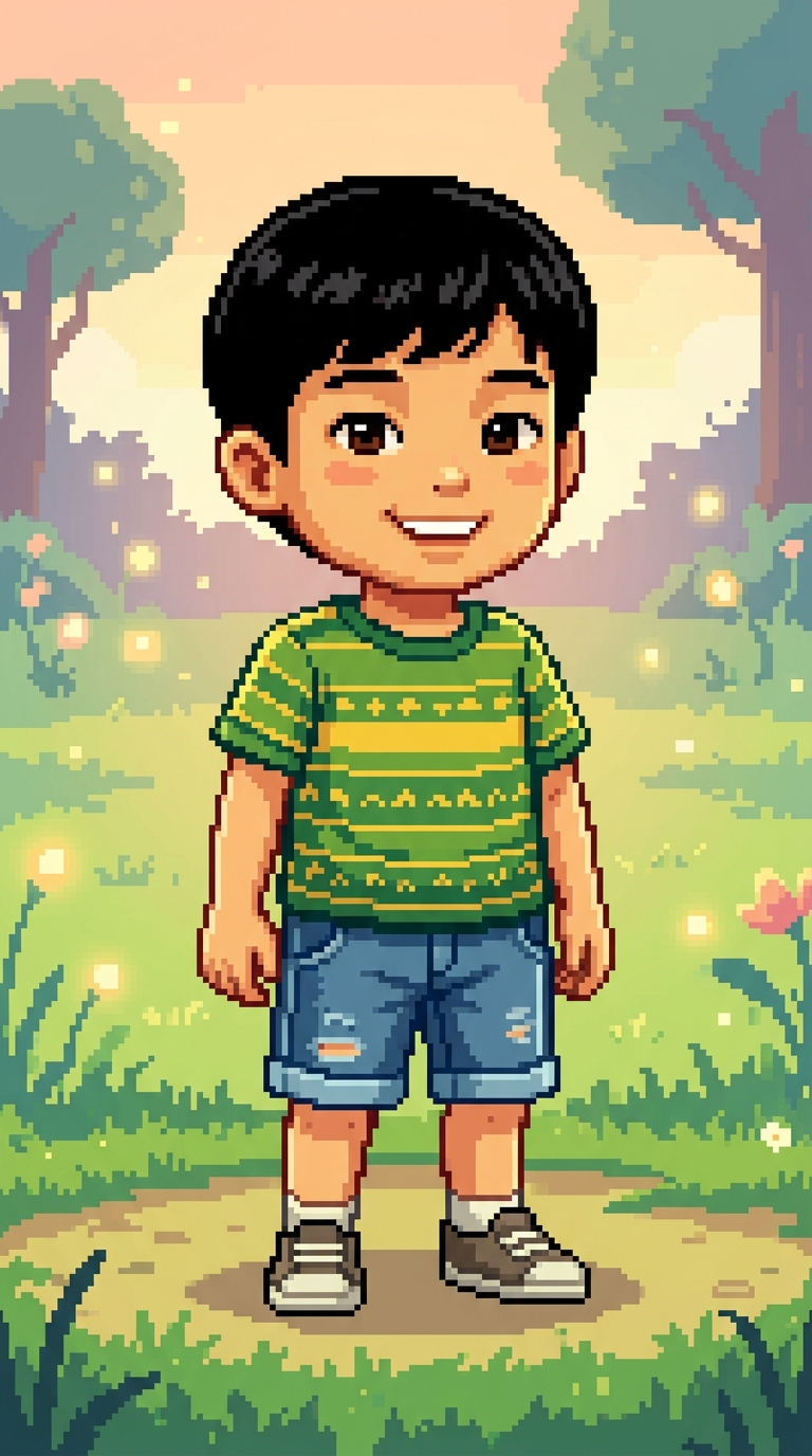 Pixel Art sample featuring a Vietnamese child