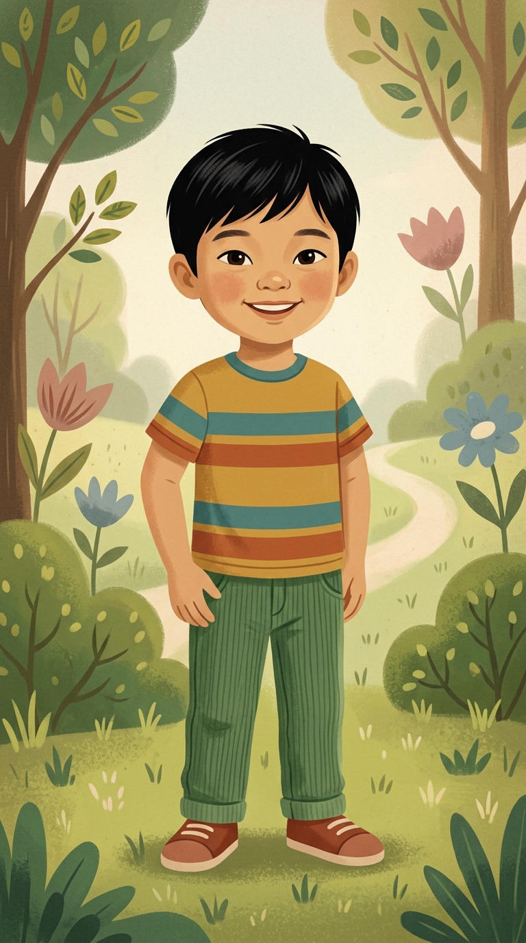 Retro Golden Book sample featuring a Vietnamese child