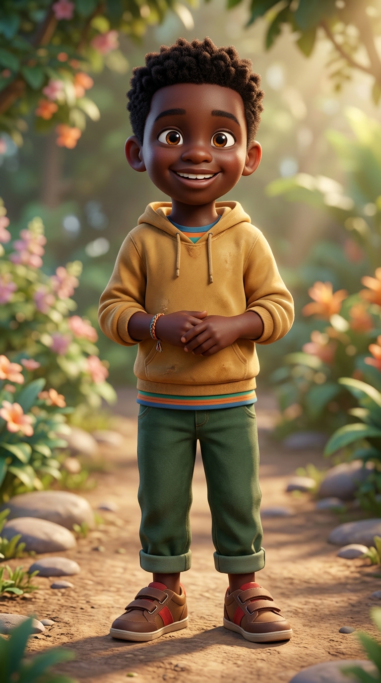 3D Cinematic sample featuring a West African child