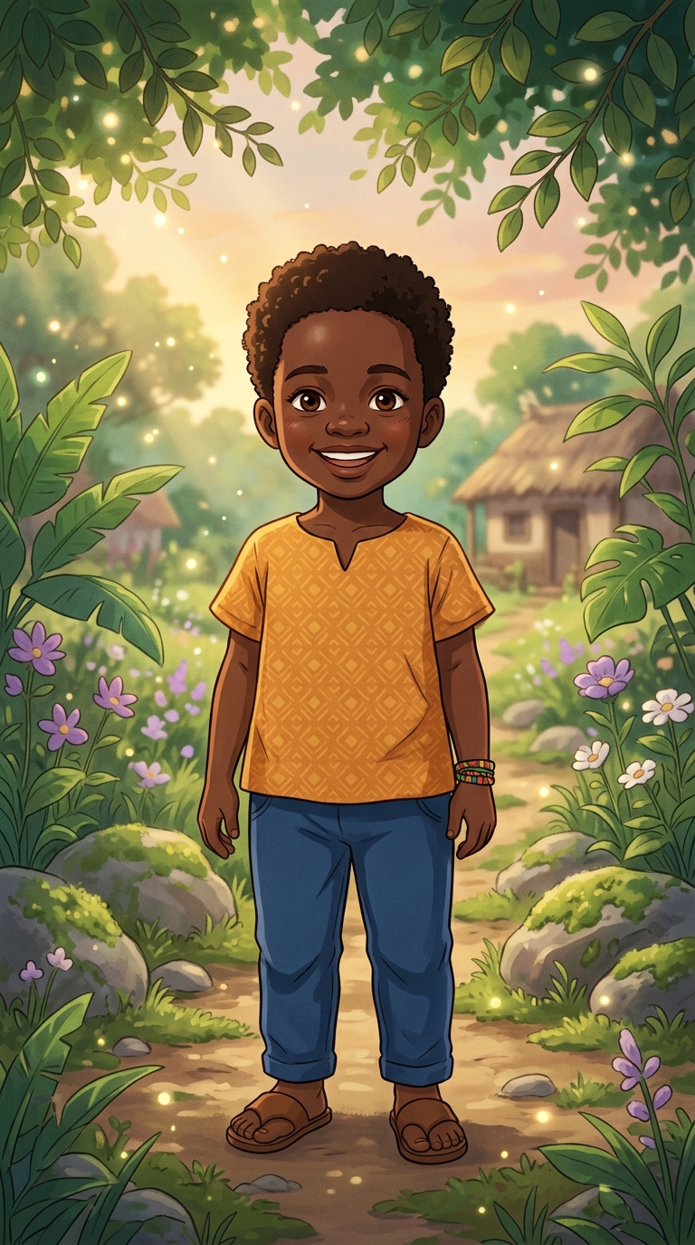 Anime / Ghibli sample featuring a West African child