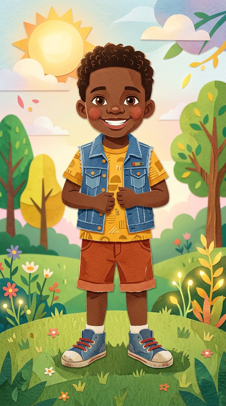 Paper-Cut Collage sample featuring a West African child