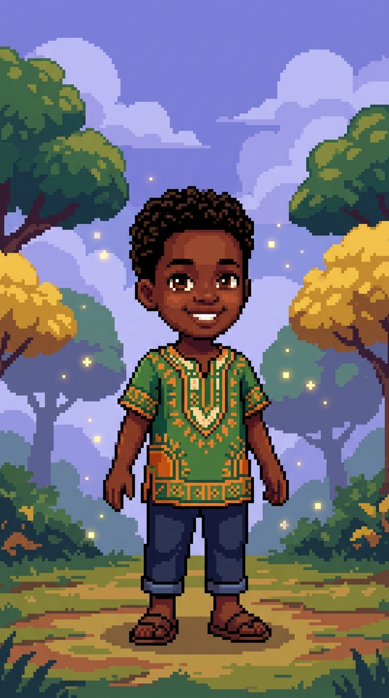 Pixel Art sample featuring a West African child