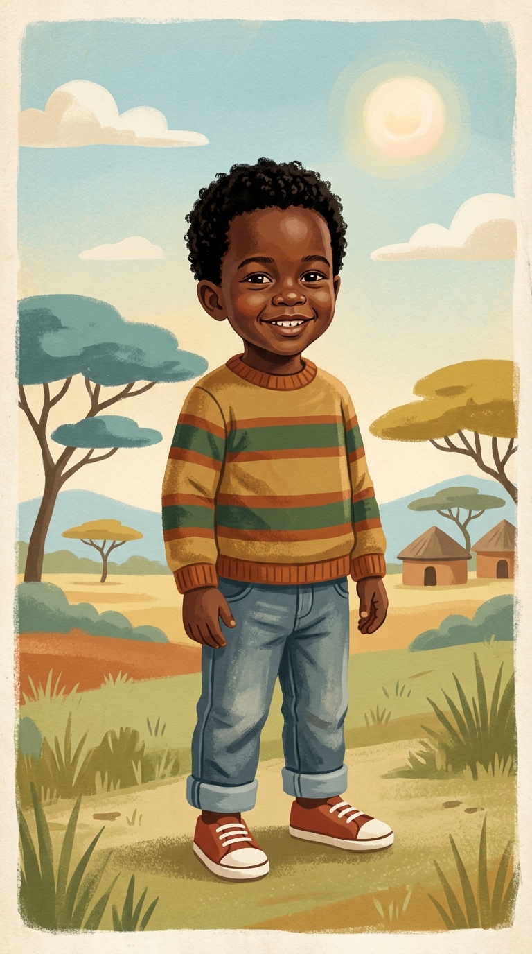 Retro Golden Book sample featuring a West African child